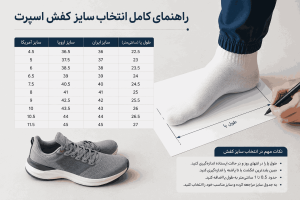 راهنمای انتخاب سایز کتونی